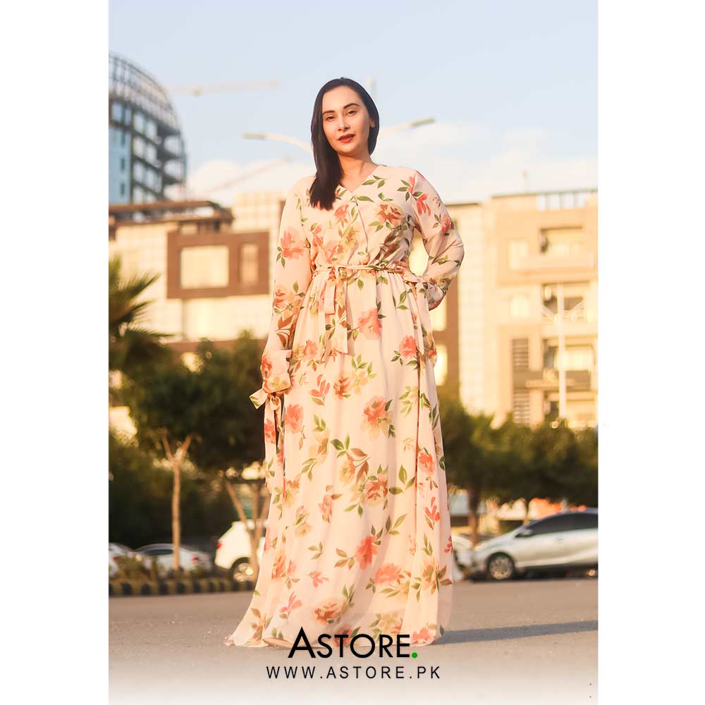 Peach floral maxi